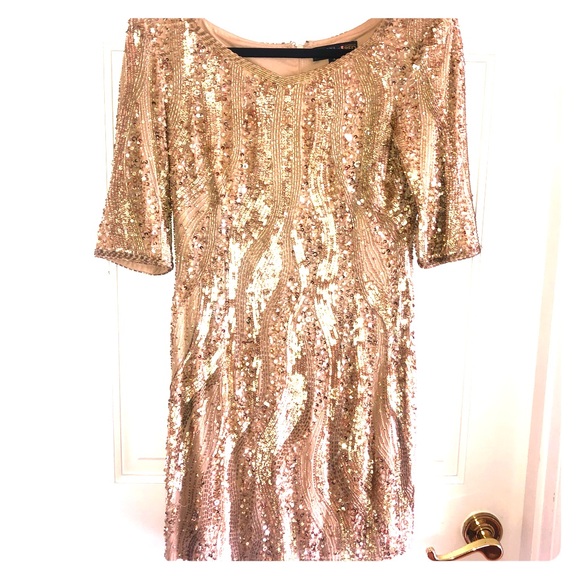 Adrianna Papell Dresses & Skirts - Adrianna Papell Gold Sequins Mini Dress ( 4 )